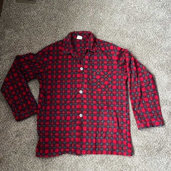 Sears Western flannel check shirt, men's size M acrylic brown type Vintage Second Hand